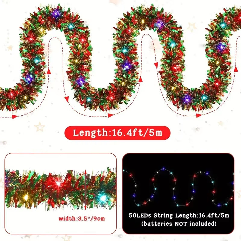 Christmas decoration ribbon, Christmas party atmosphere, venue arrangement, floral and madder hair strips