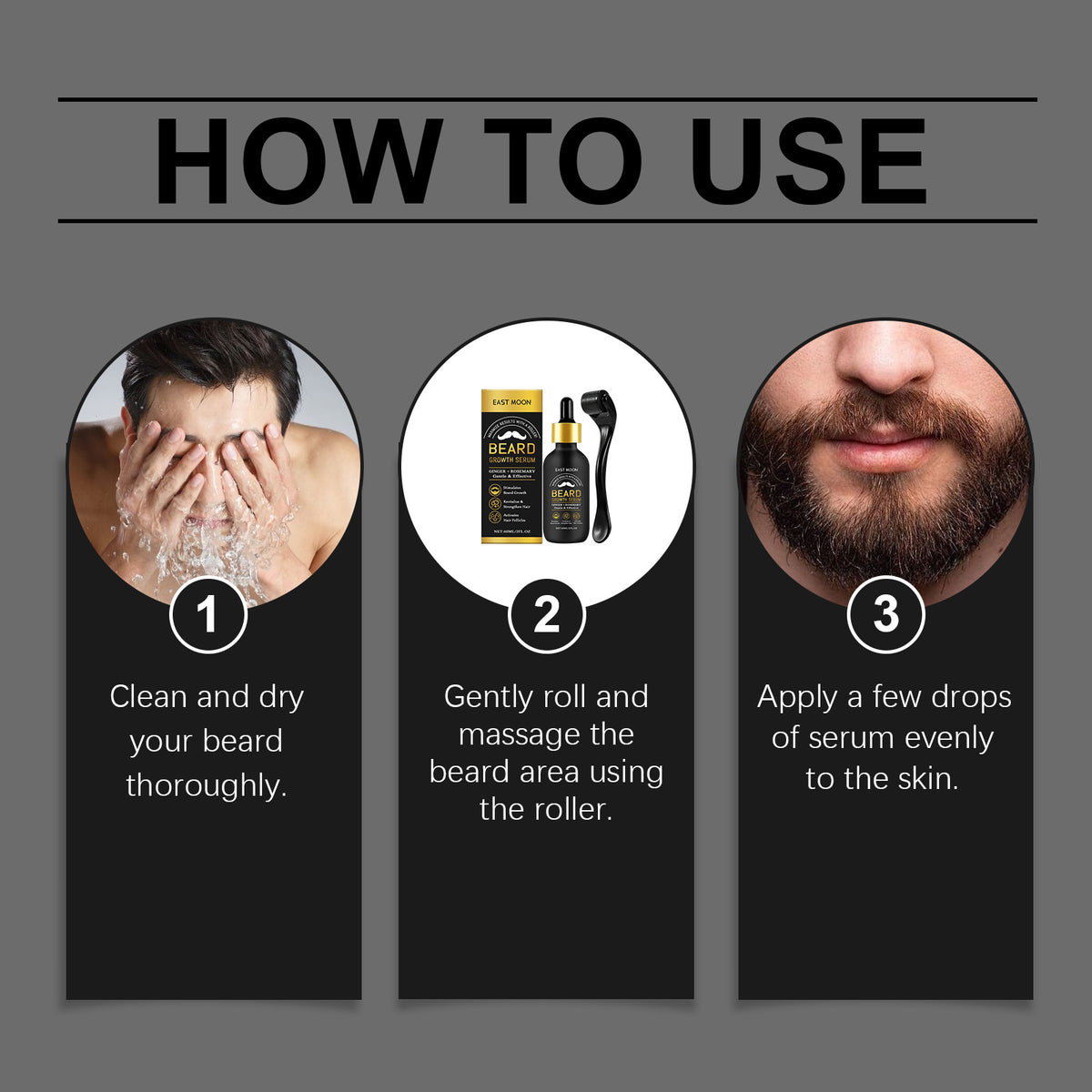East Moon Men's Beard Care Oil, Gentle Cleaning, Moisturizing And Gentle Beard Care Essential Oil