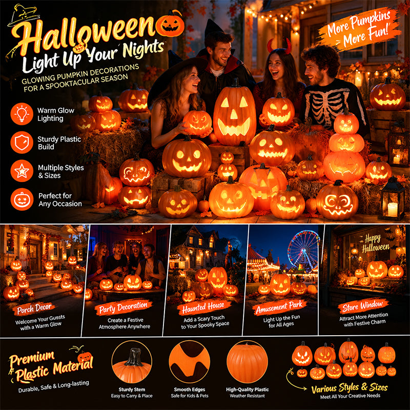 Halloween Pumpkin Lantern Luminous Prop – 1PC Expression Pumpkin Ornament for Outdoor, Mall, Hotel Scene Decoration