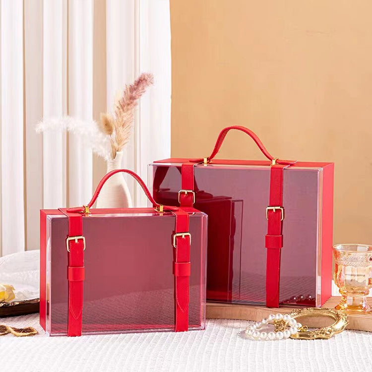 Clear Acrylic Jewelry Gift Box, Portable Wedding Birthday Pouch Bag