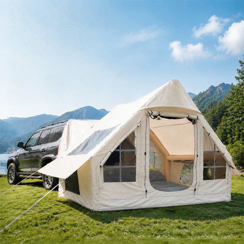 Inflatable Car Tent with Skylight – Blow Up Car Rear Tent with Pump, 6.3㎡ Air Glamping SUV Tailgate Tent